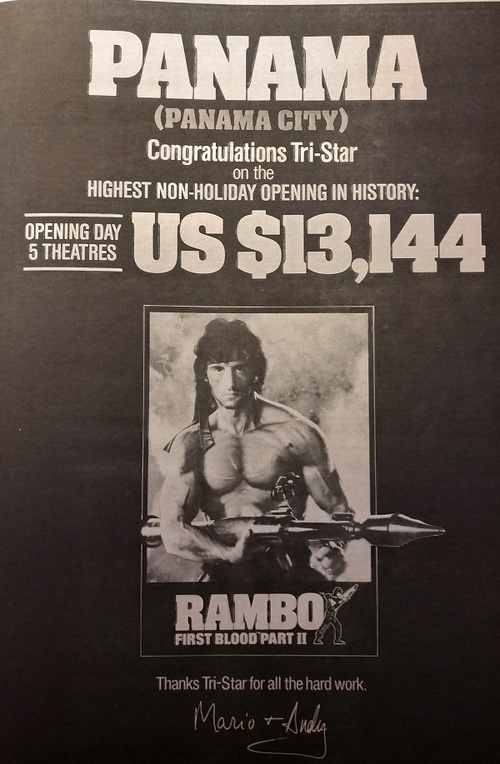 RAMBO 2 LA MISSION PARTIE 2 (RAMBO : FIRST BLOOD 2) SYLVESTER STALLONE BOX OFFICE 1985