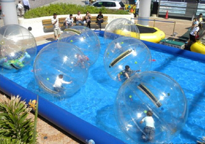 rainbow bubble soccer pool 