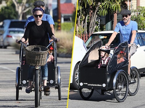 Anna Paquin et Stephen Moyer à bicyclette et en poussette pour des vacances en famille