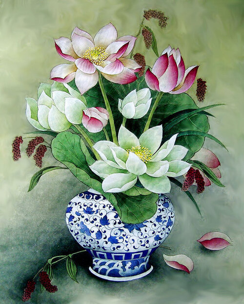 Les lotus en peinture