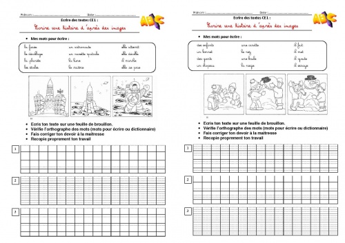 Production d'écrits CE1: écrire des phrases