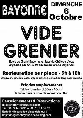 vide Grenier APE École du Grand Bayonne  
