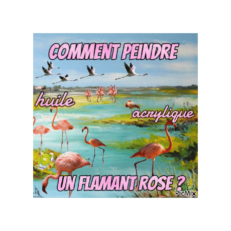 Dessin et peinture - vidéo 3504 : Comment peindre un flamant rose ? - acrylique ou huile.
