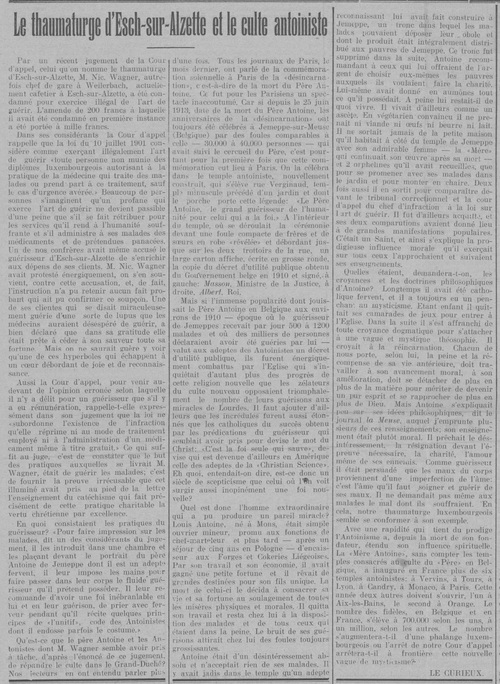 Le thaumaturge d'Esch et le culte antoiniste (L'Indépendance luxembourgeoise, 24 juillet 1924)(eluxemburgensia.lu)