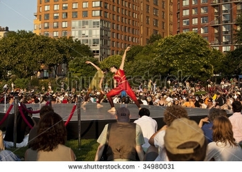 stock-photo-new-york-august-members-of-merce-cunningham-ballet-theater-dance-perform-at-rockefeller-