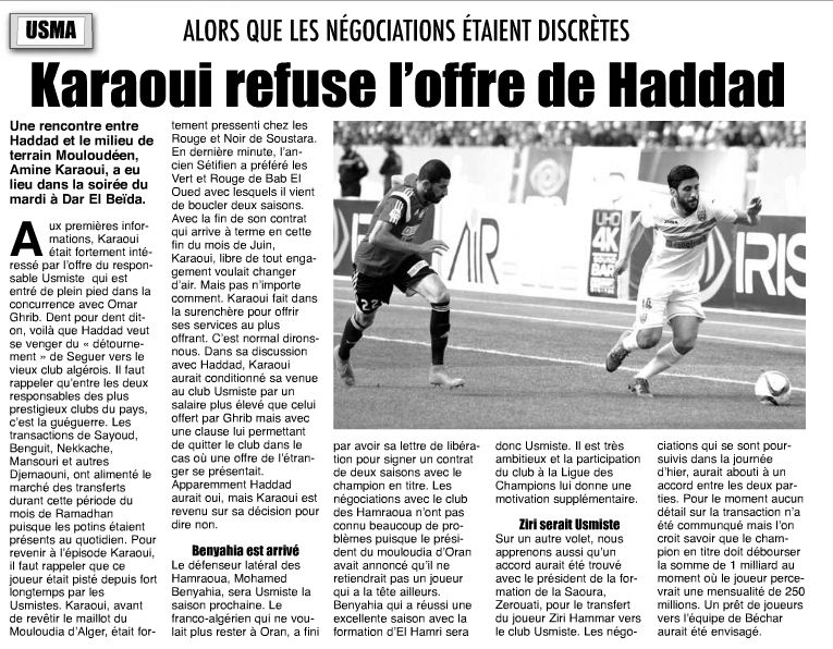 Karaoui rempile pour2 ans
