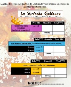 Galettes : date repoussée  commandes jusqu'au 7 janvier