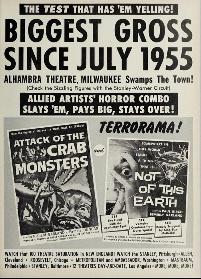ATTACK OF THE CRAB MONSTER BOX OFFICE USA 1957