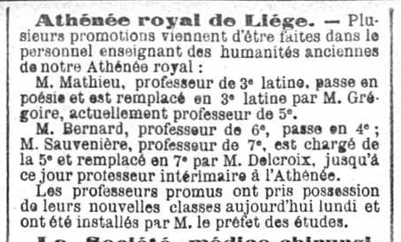 Athénée royal - Promotion (La Meuse, 10 décembre 1894)(Belgicapress)