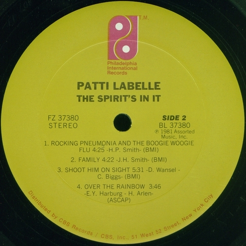1981 : Patti Labelle : Album " The Spirit's In It " Philadelphia International Records FZ 37380 [ US ]