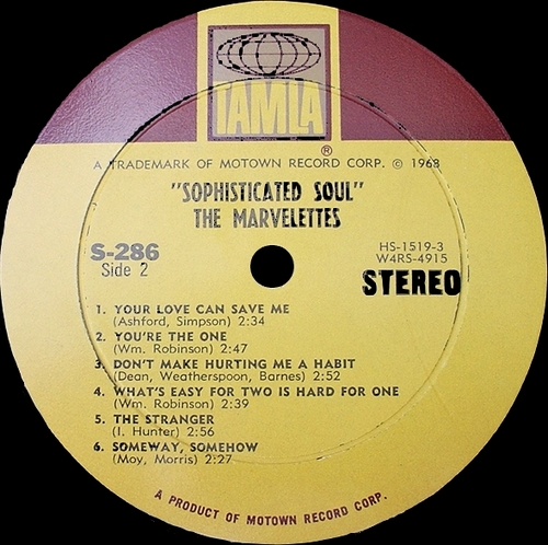 The Marvelettes : Album " Sophisticated Soul " Tamla Records TS 286 [ US ]