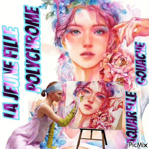 Dessin et peinture - vidéo 3505 : La jeune fille polychrome - aquarelle et gouache blanche.