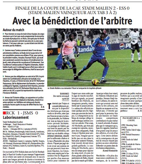 5.12.2009 Finale Retour coupe de la CAF Stade Malien-ESS 2-0 (3-2 T.A.B)