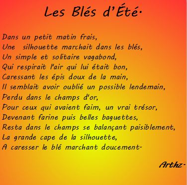 Les Blés d'Eté. - Poème