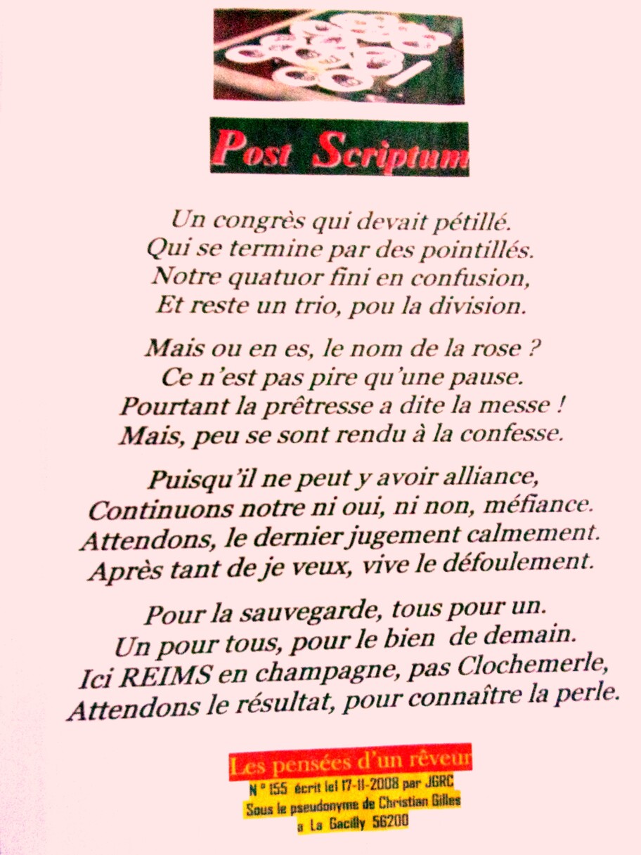 POEME DE CHRISTIAN GILLES:   POST SCRIPTUM  D 16-02-2024