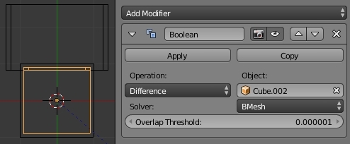 Panneau du Boolean Modifier après les réglages