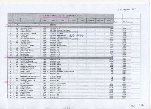 Resultats Cross 2015