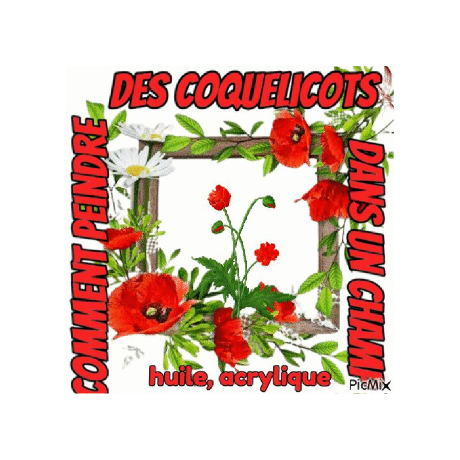 Dessin et peinture - vidéo 3873 : Comment peindre des coquelicots dans un champ 2/2 ? - huile ou acrylique au couteau de peintre.