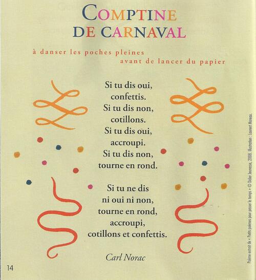 La comptine du carnaval (Carl Norac)