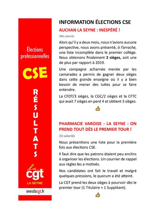 CSE : DES BONS RÉSULTATS POUR LA CGT !