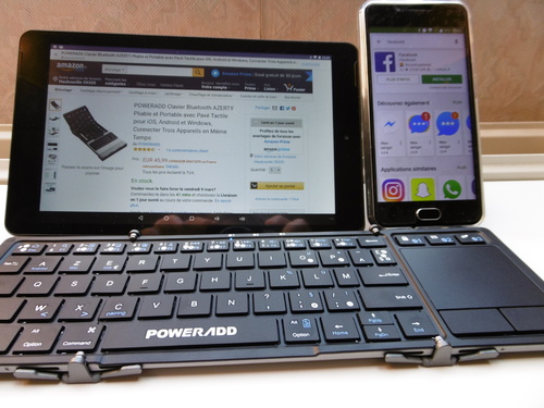 POWERADD Clavier Bluetooth AZERTY Pliable