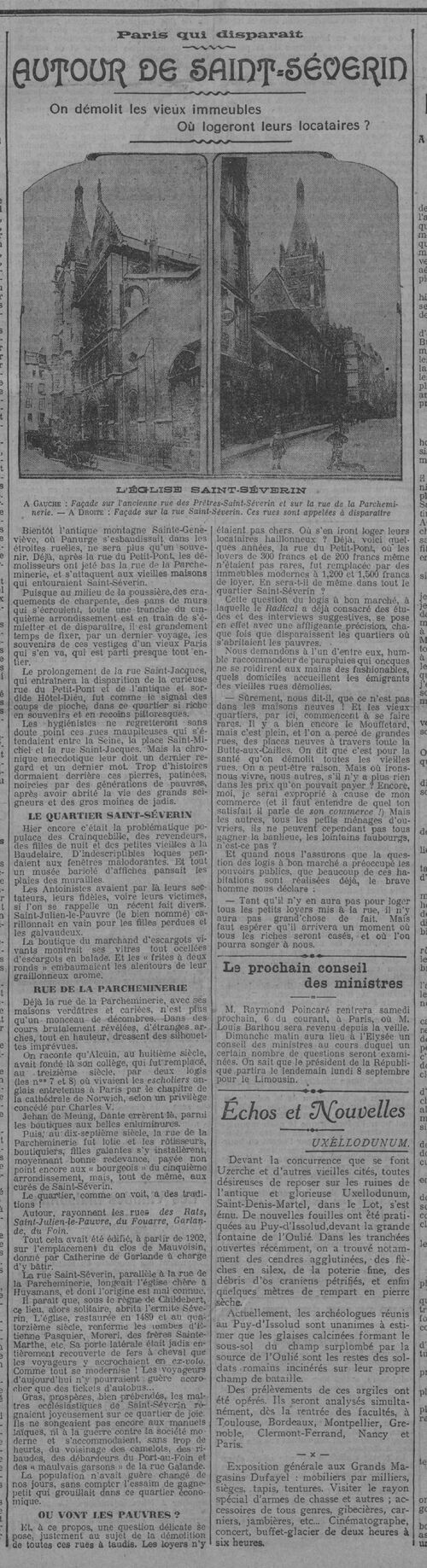 La rue de la Parcheminerie (Le Radical, 3 sept 1913)