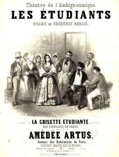Théâtre de L’Ambigu Comique. Les Étudiants. Drame en cinq actes de Frédéric Soulié. La grisette étudiante (source : BnF)