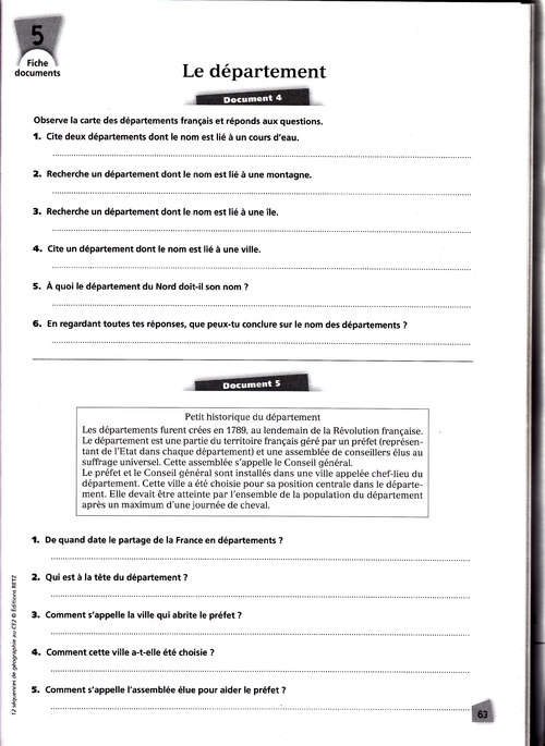 Les différentes caractéristiques d'un département