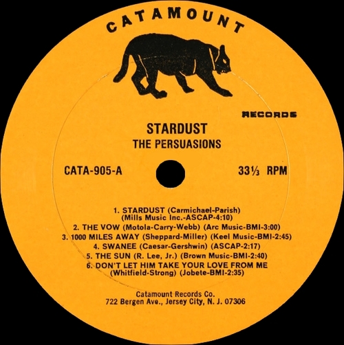 The Persuasions : Album " Sing Stardust Acappella " Catamount Records CATA-905 [ US ]