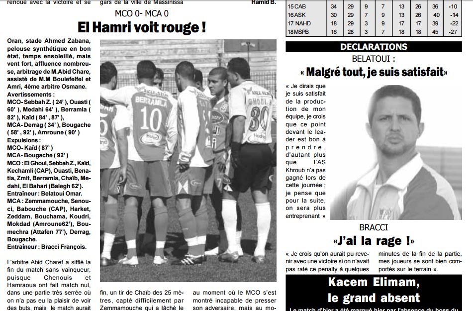 Mardi 4.5.2010 Stade Ahmed Zabana MCO-MCA 0-0