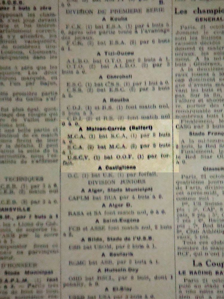 Dimanche 21.10.1928 à Belfort Sporting Club Algérois-MCA 0-8