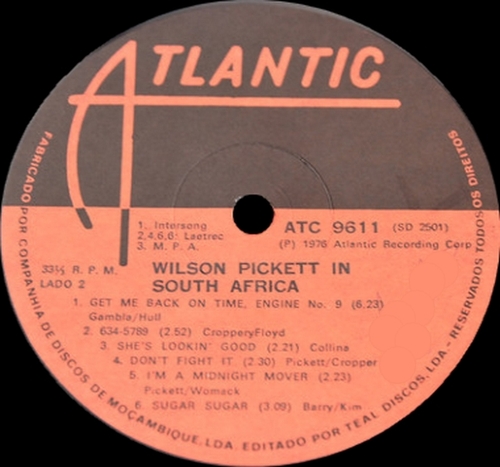 Wilson Pickett : " In South Africa " Atlantic Records ATC 9611 [ MZ ]