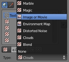 Le choix Image or Movie dans les types de texture