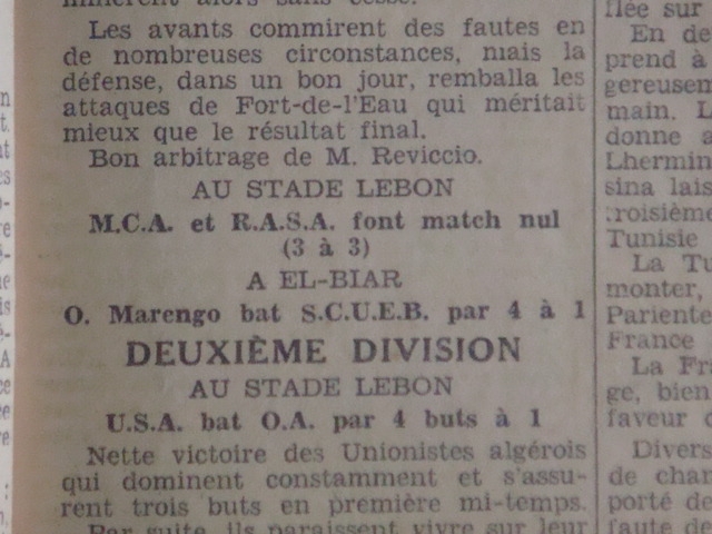 Dimanche 26.3.1933 au stade lebon RASA-MCA 3-3