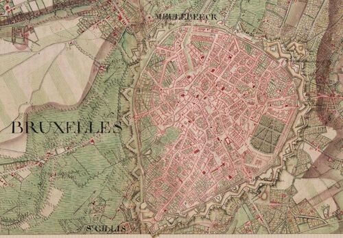 Bruxelles (Carte Ferraris, 1777)(kbr.be)