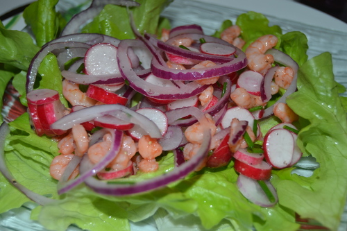 Salade radis et crevettes
