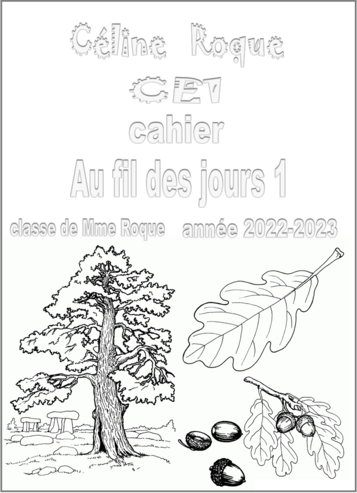 En-tête cahier du jour (au fil des jours) thème arbres à colorier