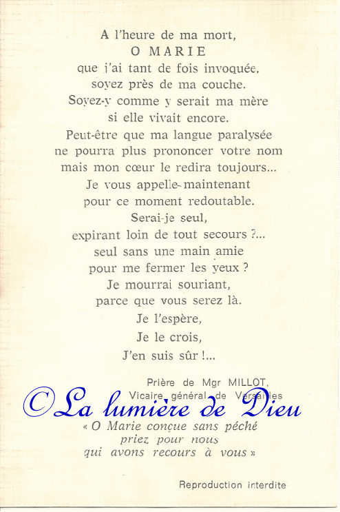Prière à Notre-Dame de la Médaille Miraculeuse de Mgr Millot