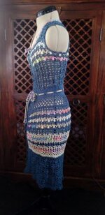 Echarpe Tissée et Robes en Lin Bleu foncé au Crochet : Eté 2015