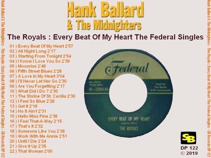 Hank Ballard & The Midnighters : CD " The Royals  Every Beat Of My Heart The Federal Singles " SB Records DP 122 [ FR ]