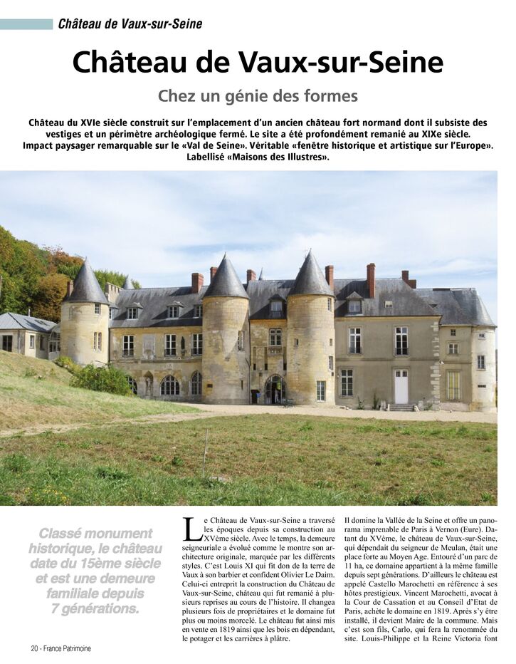 Les plus beaux sites de France - Château de Vaux-sur-Seine (2 pages)