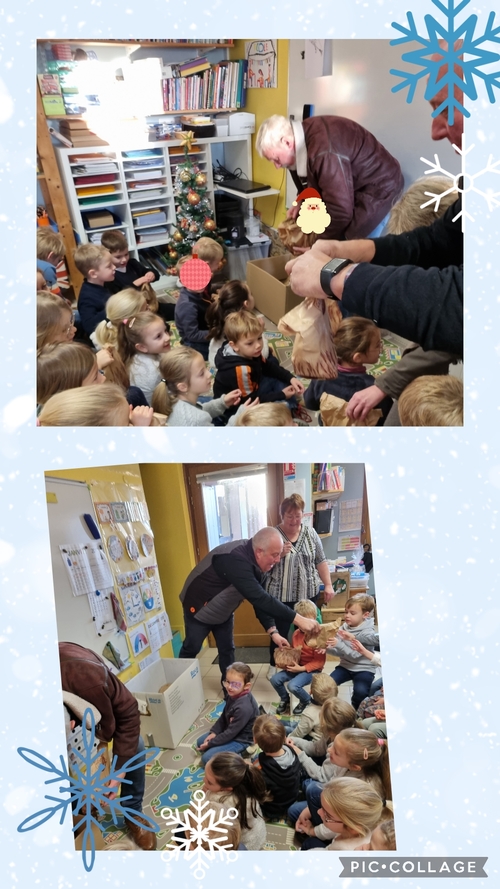 M. Le Maire accompagné de ses adjoints est venu souhaiter un joyeux Noël aux enfants...