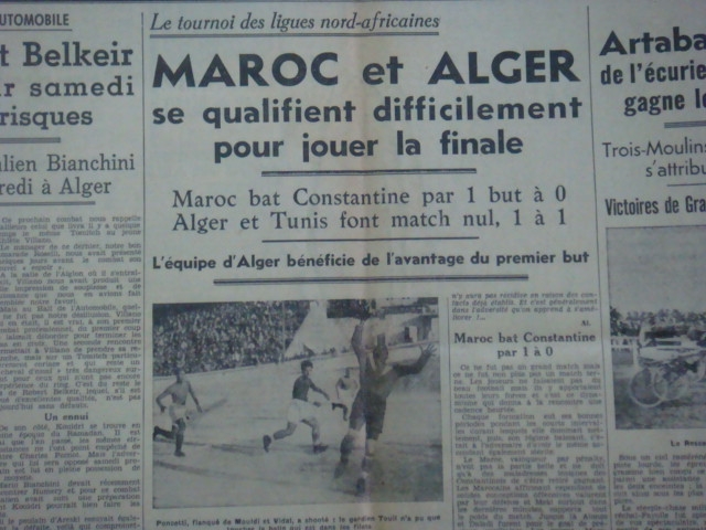 30.10.1938 missoum avec la sélection d\'alger contre tunis 1-1