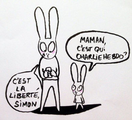 Dessin de Stéphanie Blake, auteur jeunesse, publié sur la page dédiée à Charlie Hebdo sur le site du Salon du livre Jeunesse