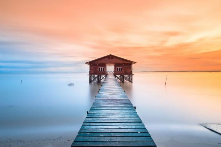 hut sunset photos that look like paintings