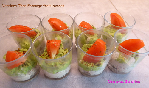 Des Verrines de Thon, Fromage frais et Avocat