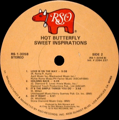 The Sweet Inspirations : Album " Hot Butterfly " RSO Records RS-1-3058 [ US ]