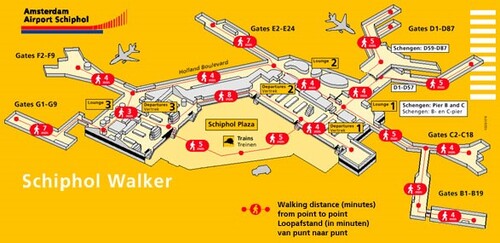 Plan de l'aéroport Airport Schiphol d'Amsterdam