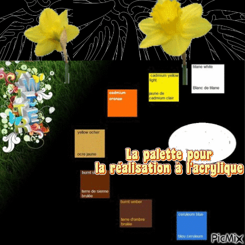 Dessin et peinture - vidéo 4011 : Comment peindre des jonquilles avec 2 techniques expliquées ? - acrylique et aquarelle.