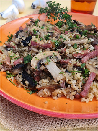 BOULGOUR AUX CHAMPIGNONS ET AU BACON AU COOKEO